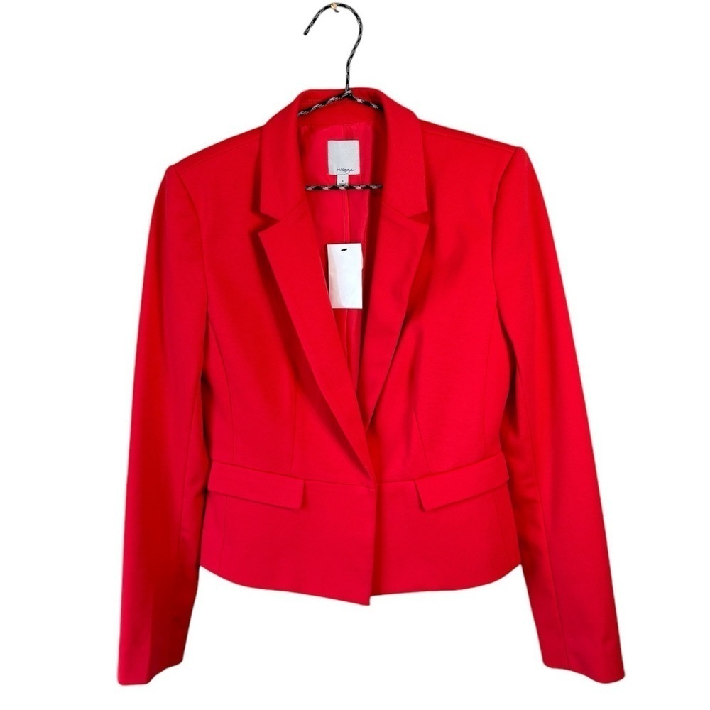 NEW Halogen Fitted Blazer Hidden Buttons Pink Hibiscus Polyester Women's Size 6